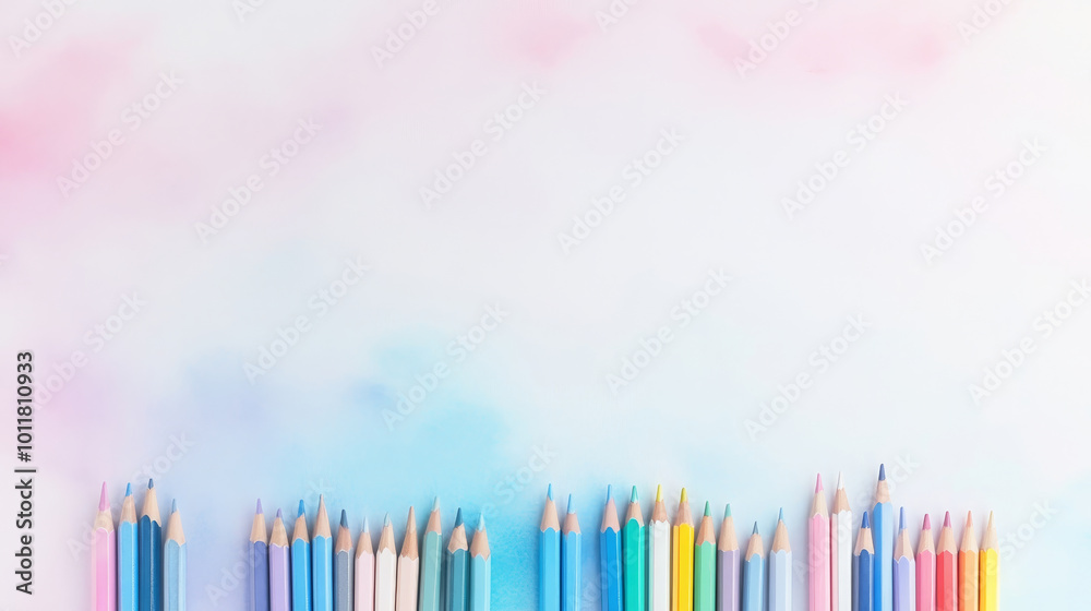 A vibrant array of colored pencils arranged neatly, set against a soft pastel background, perfect for artistic projects and designs. A vibrant array of colored pencils arranged neatly, set against a soft pastel background, perfect for artistic projects and designs.
