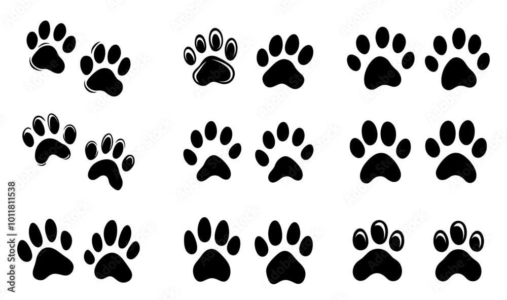Fototapeta premium Dog feet black Silhouette vactor