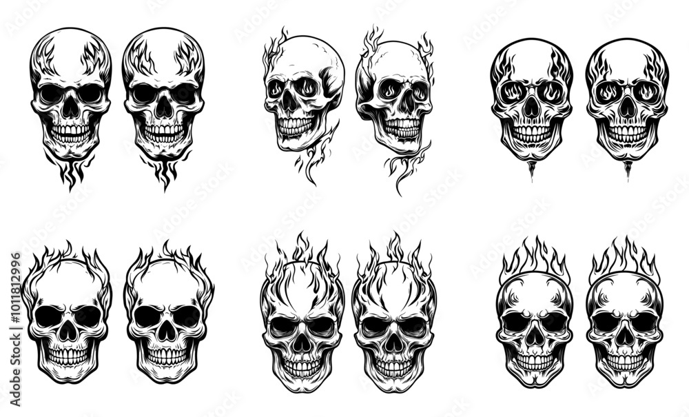 Skull and fire effect. tatto design. vector illustration.
Skull and fire effect. tatto design. vector illustration.