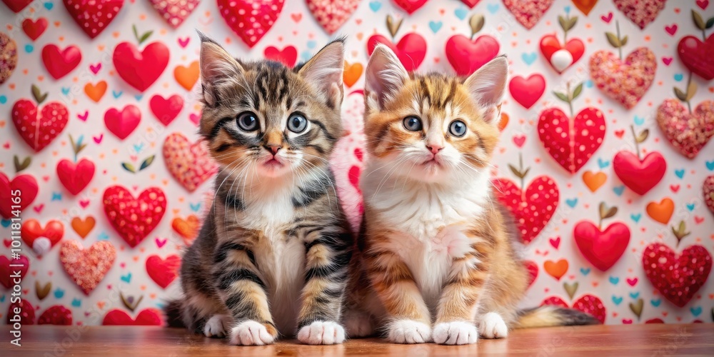 Adorable Love-Themed Cute Cat Wallpaper for Pet Lovers, Perfect for Home and Office Decoration Adorable Love-Themed Cute Cat Wallpaper for Pet Lovers, Perfect for Home and Office Decoration