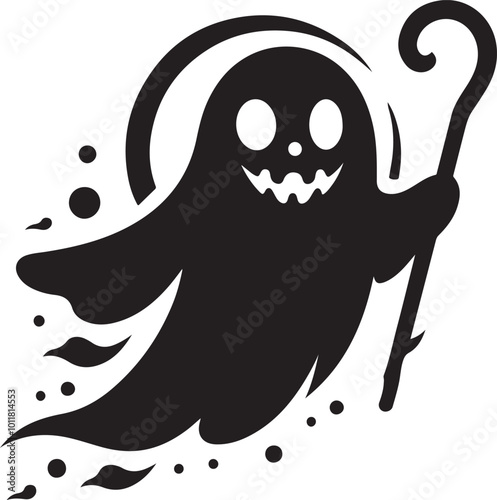 A scary spooky night halloween festival haunted house ghost vector art flat design illustrations photo