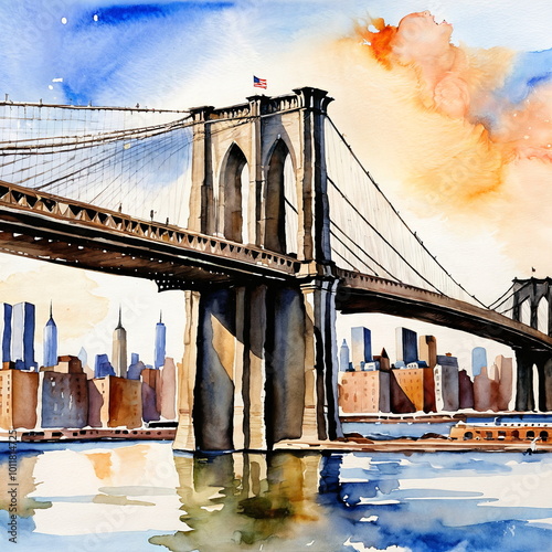 Watercolor Brooklyn Bridge