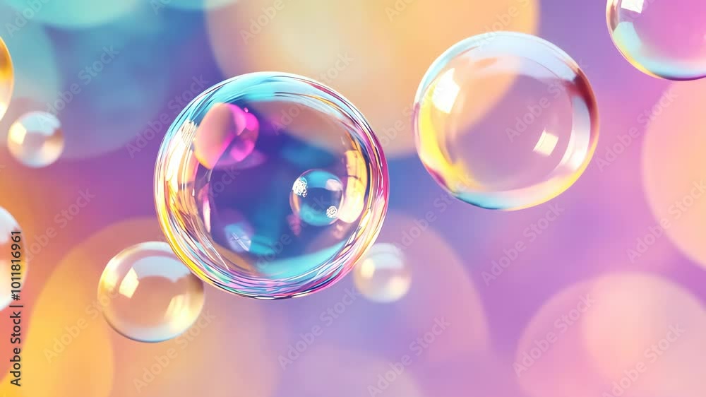 Colorful soap bubbles floating on a gradient background Colorful soap bubbles floating on a gradient background