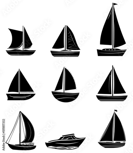 set of sailboat logo vector icon illustration, logo template
