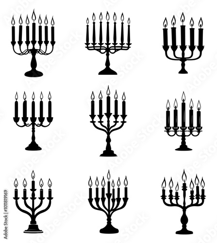 Hanukkah Menorah Isolated Coloring Page for Kids
