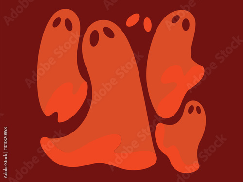 four ghosts on an orange background