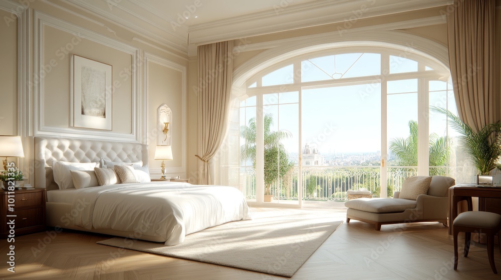 Fototapeta premium Classic Victorian-style bedroom with ornate furniture, rich fabrics, and luxurious drapery, Taken by Nikon Z7 35mm lens
