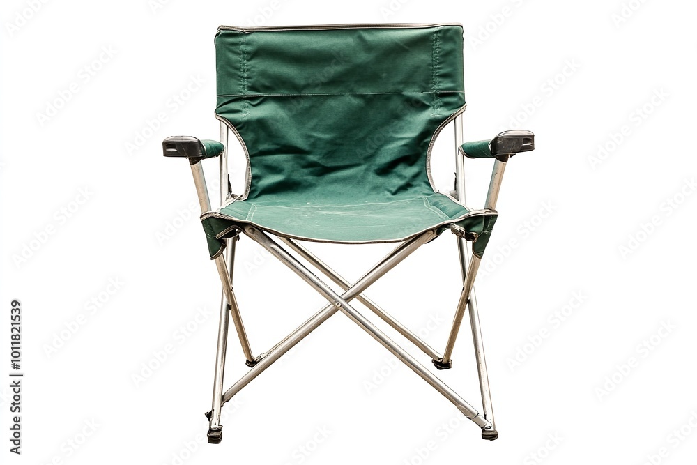 Armrest-equipped folding chair isolated against a white background. Generative Ai Armrest-equipped folding chair isolated against a white background. Generative Ai