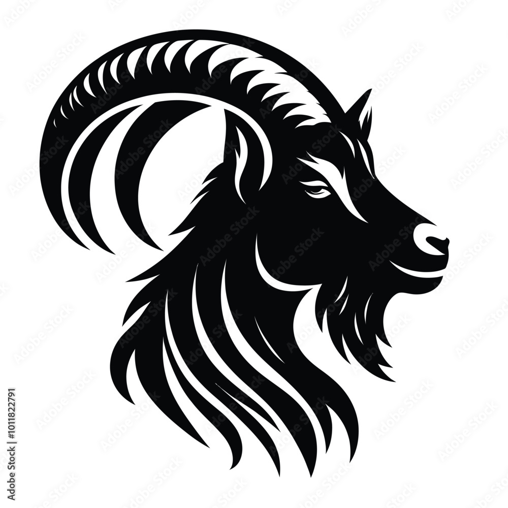 Fototapeta premium Black Goat Head. Goat Head Vector. Goat Head icon. Goat Head logo. Goat logo. Goat Head silhouette.