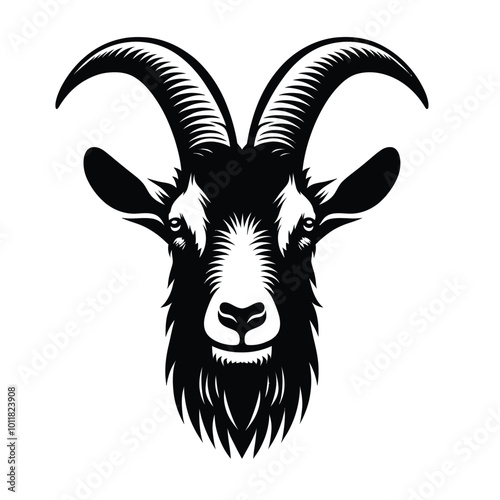 Black Goat Head. Goat Head Vector. Goat Head icon. Goat Head logo. Goat logo. Goat Head silhouette.
