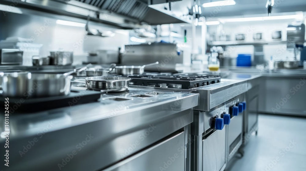 Professional kitchen in restaurant. Modern equipment and devices. Empty kitchen
