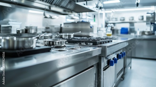 Professional kitchen in restaurant. Modern equipment and devices. Empty kitchen