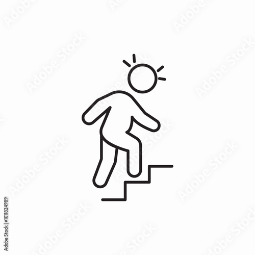 man climbing up stairs icon sign vector