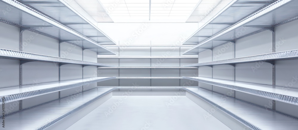 Obraz premium Empty supermarket shelves.
