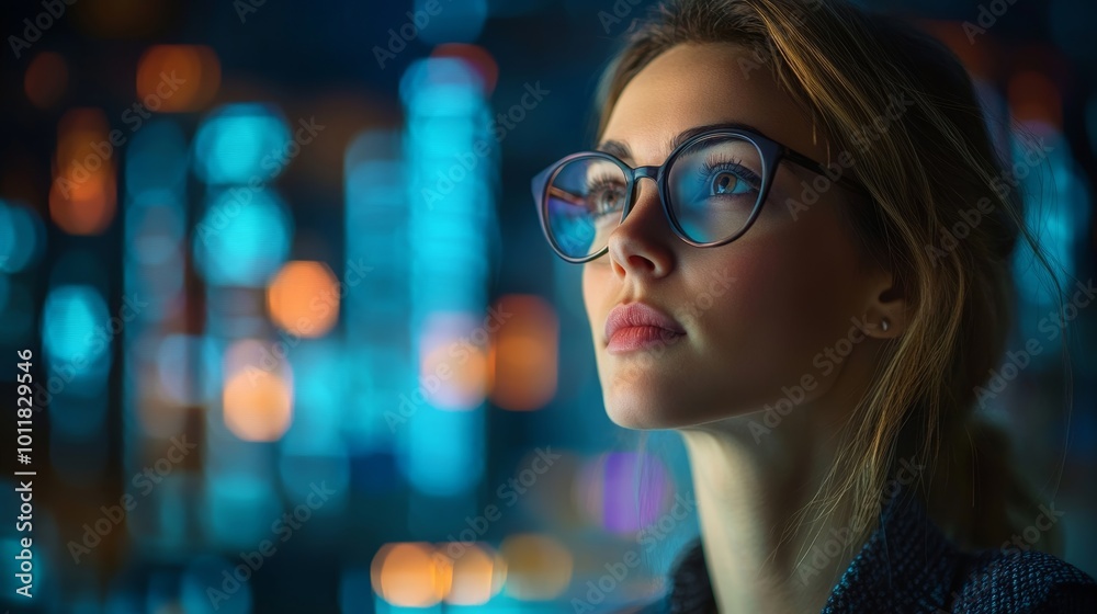 Analyst Woman Looking, Generative AI Analyst Woman Looking, Generative AI
