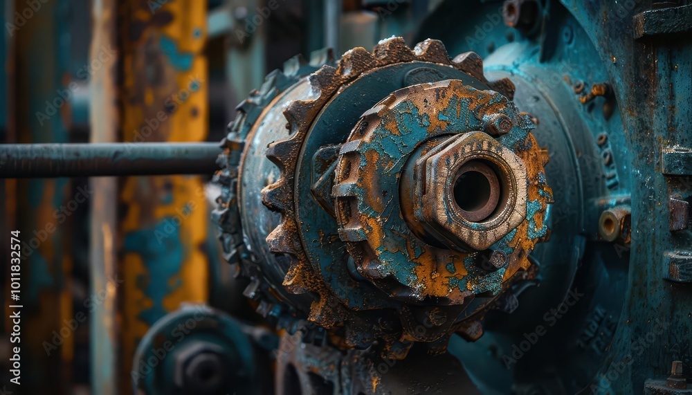 Machinery with intricate designs, rugged and functional, Urban, Cool tones, Photograph, Industrial tools Machinery with intricate designs, rugged and functional, Urban, Cool tones, Photograph, Industrial tools
