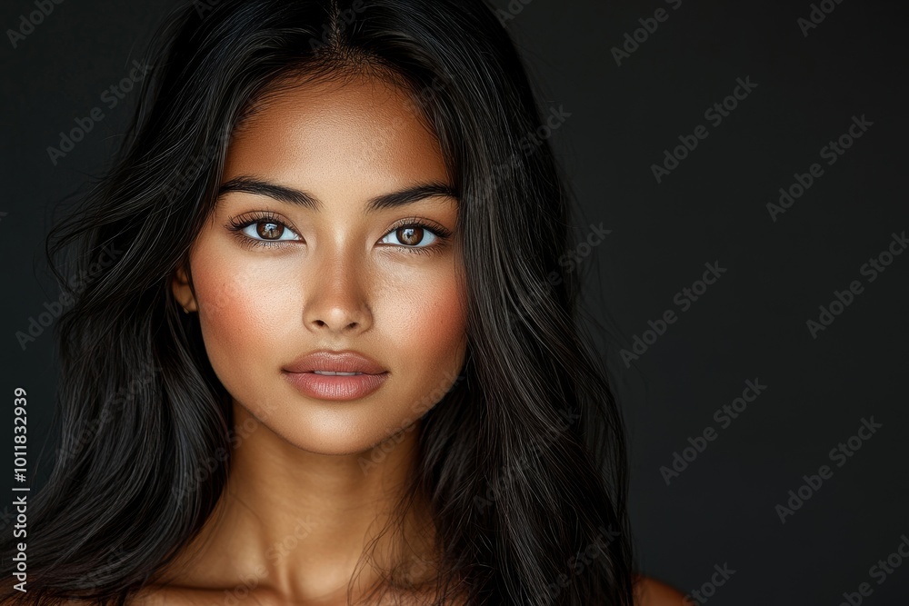 Fototapeta premium Studio headshot of beautiful Asian Indian woman, Generative AI