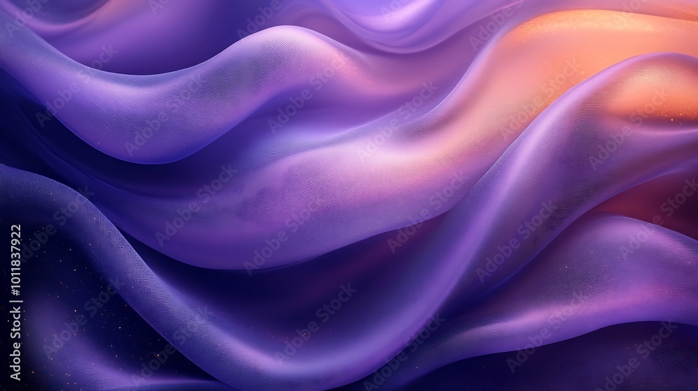 Fototapeta premium Abstract purple and orange flowing waves background.