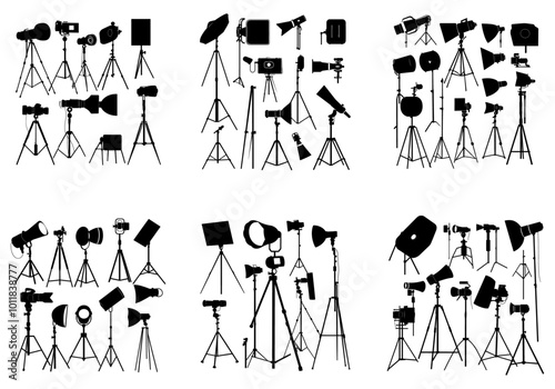 illustration with cinematographic set isolated on white background
