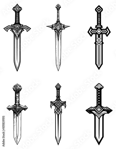 Vintage sword hand drawn sketch Vector illustration
