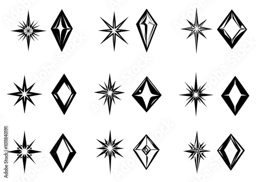 Doodle magic symbol. Diamond icon isolated on white. Hand drawing line art. Sketch vector stock illustration.