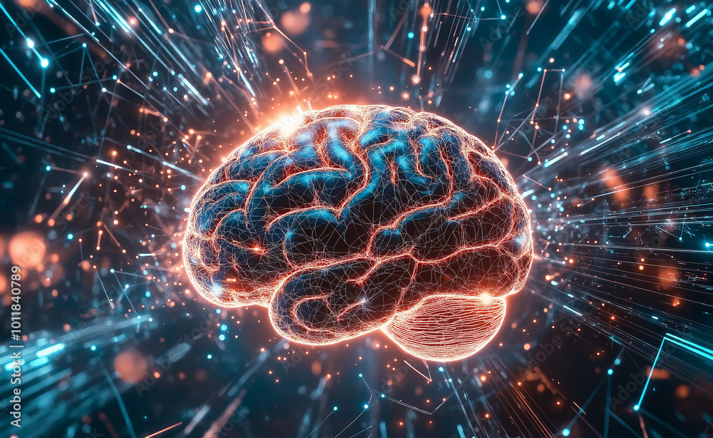 A digital human head with neural network and particle effects, symbolizing artificial intelligence, technology, and future-thinking. A digital human head with neural network and particle effects, symbolizing artificial intelligence, technology, and future-thinking.