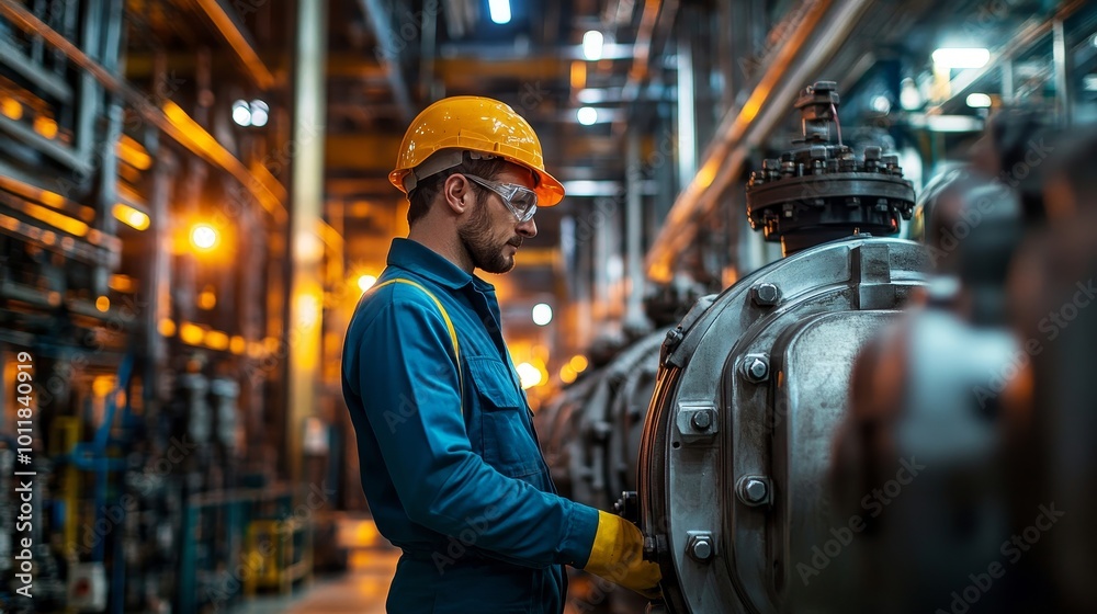 Man Working In Power Plant Electricity, Generative AI Man Working In Power Plant Electricity, Generative AI