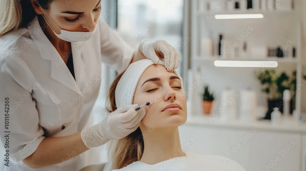 Woman Receiving Facial Injection Treatment