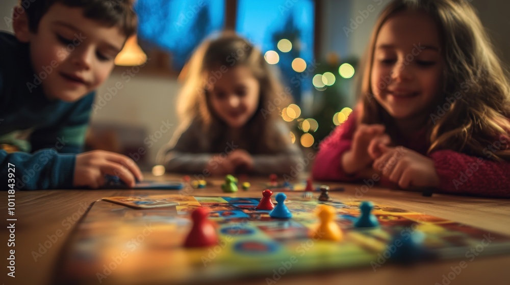 Fototapeta premium Children Playing Board Game