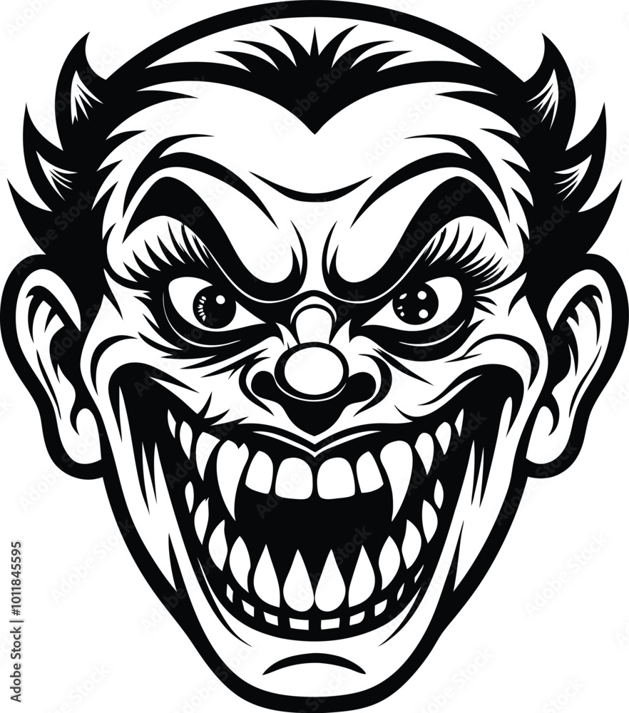 Scary and funny face, creepy cartoon face, halloween comic face vector illustration Scary and funny face, creepy cartoon face, halloween comic face vector illustration