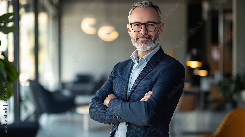 Professional Man in Modern Office Setting Professional Man in Modern Office Setting