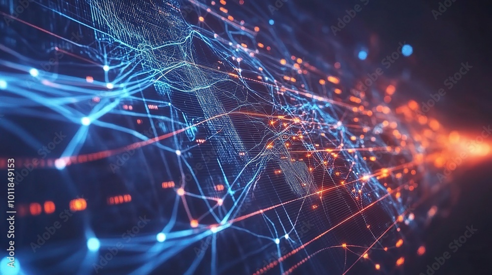 Obraz premium Abstract Digital Network Visualization in Bright Colors