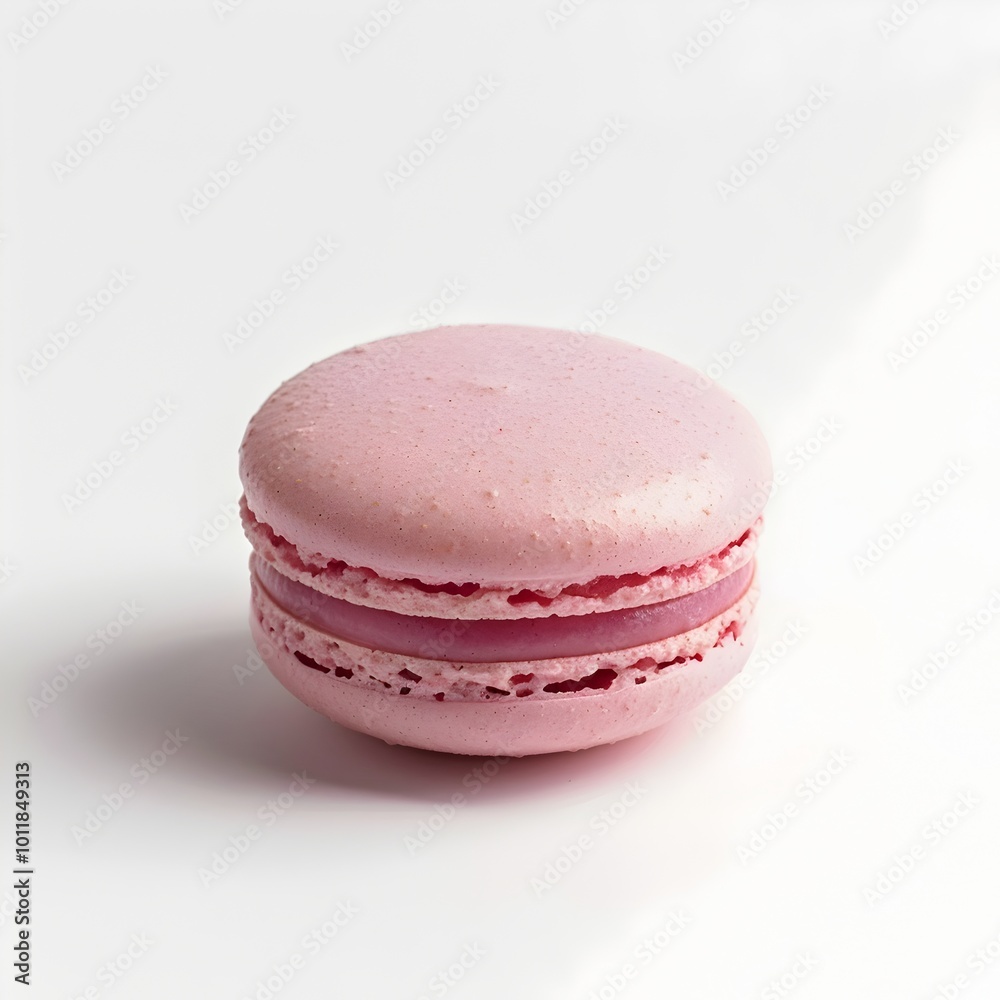 Elegant Pink Macaron Pastry on Pristine White Background Elegant Pink Macaron Pastry on Pristine White Background