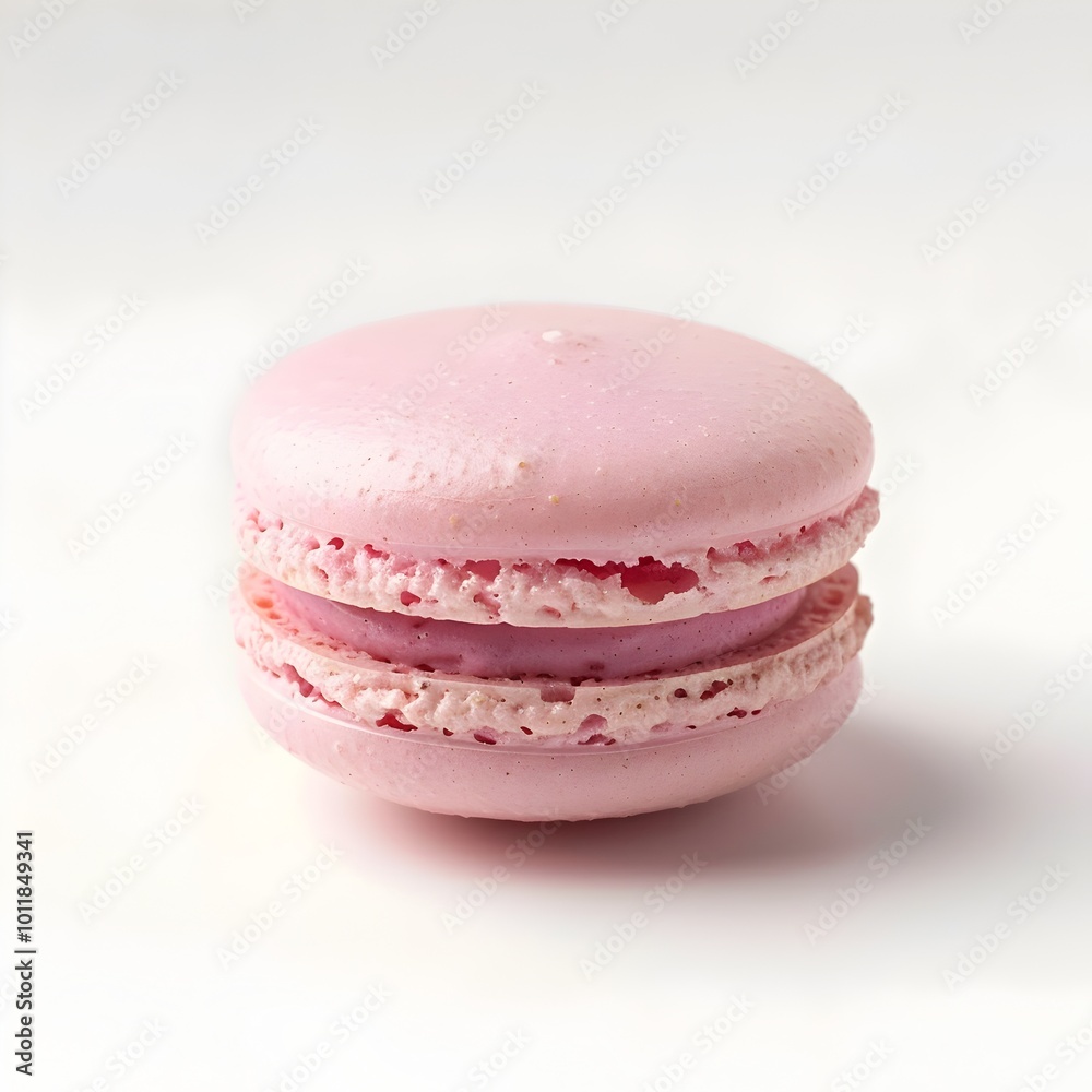 Pastel Pink Macaron on Minimalist White Background with Subtle Shadow Pastel Pink Macaron on Minimalist White Background with Subtle Shadow