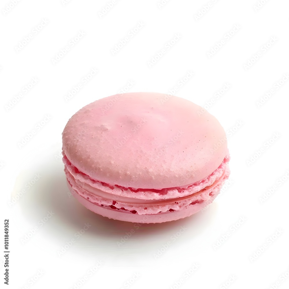 Pastel Pink Macaron with Smooth Edges on Pure White Background Pastel Pink Macaron with Smooth Edges on Pure White Background