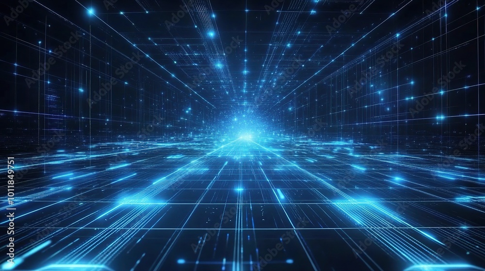Futuristic Digital Network with Bright Glowing Lines Futuristic Digital Network with Bright Glowing Lines