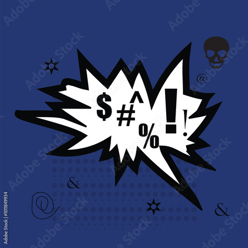 curse speech bubble illustration, comic book style.