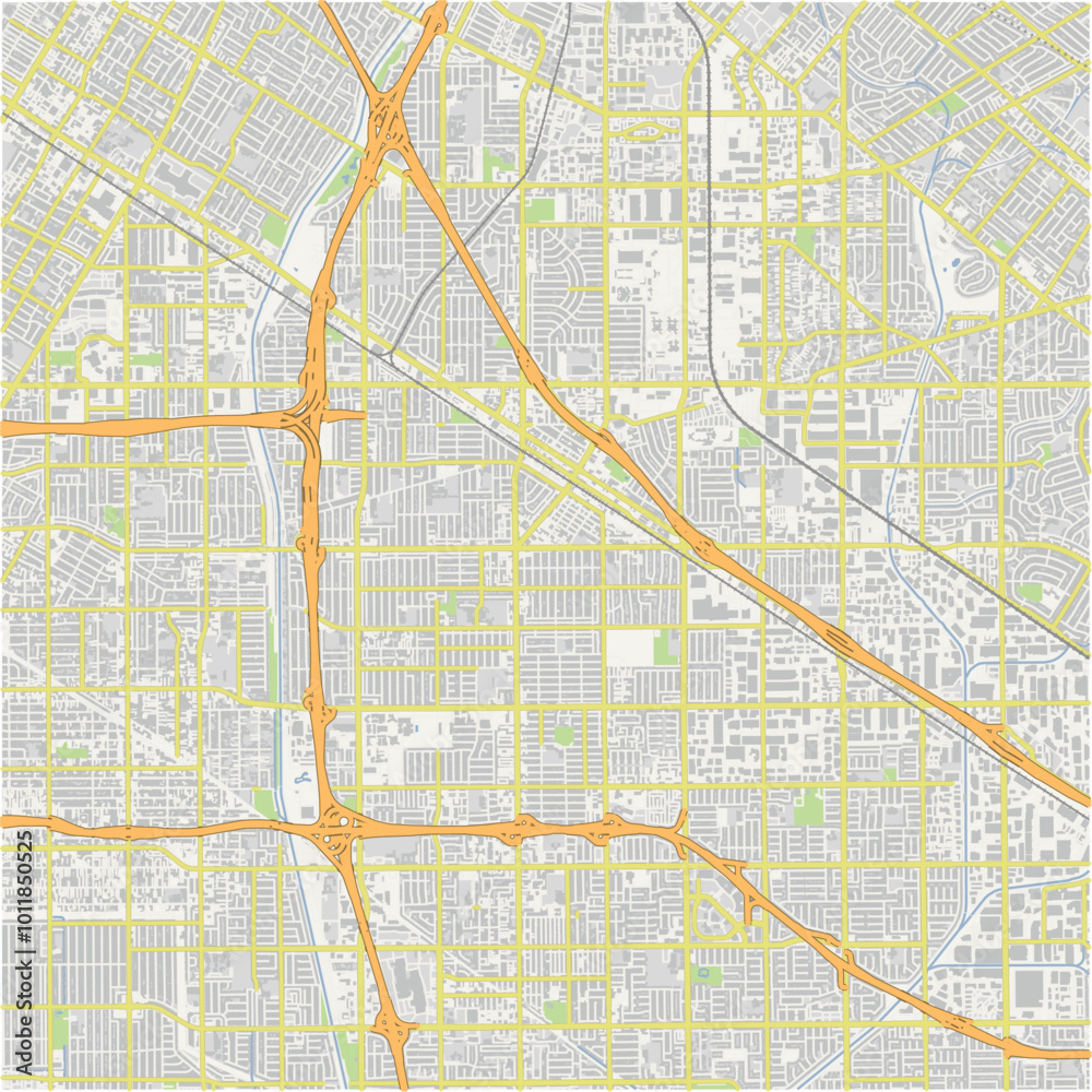 Fototapeta premium Map of Norwalk in California in a normal road map style. Contains layered vector with roads water, parks, etc.