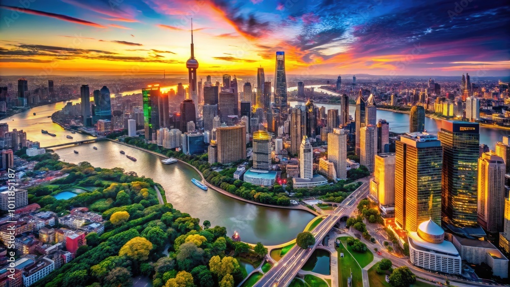 Fototapeta premium A Stunning Aerial View of Iconic Cities Around the World Showcasing Urban Landscapes and Skylines