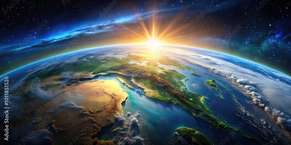 A Stunning View of Earth from Space Showcasing Oceans, Continents, and Atmospheric Beauty A Stunning View of Earth from Space Showcasing Oceans, Continents, and Atmospheric Beauty