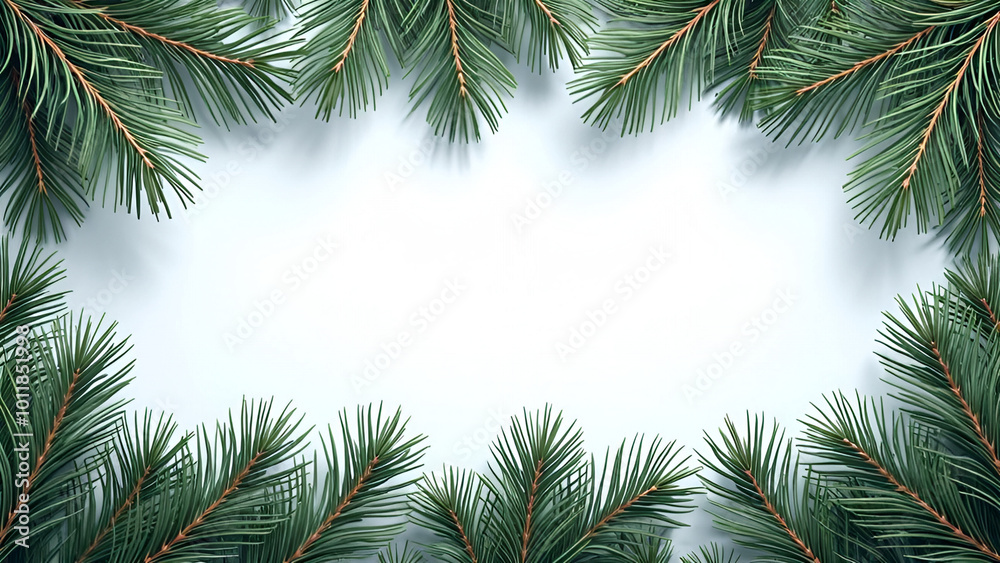 Natural Pine bough winter or summer border in greens, and blues decorative border frame design for invitations, greetings, posters backgrounds, web Natural Pine bough winter or summer border in greens, and blues decorative border frame design for invitations, greetings, posters backgrounds, web
