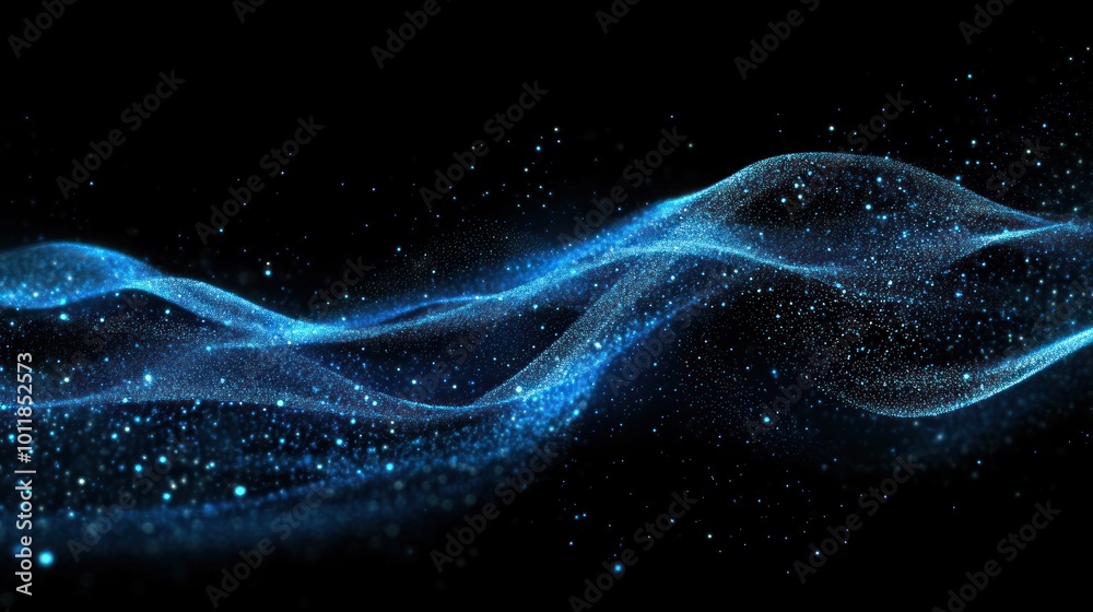 Abstract Blue Wave with Glowing Particles Abstract Blue Wave with Glowing Particles