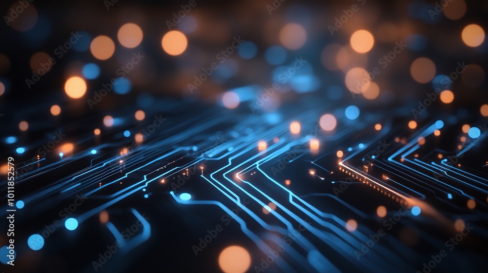 Abstract Digital Circuitry with Glowing Lights Abstract Digital Circuitry with Glowing Lights