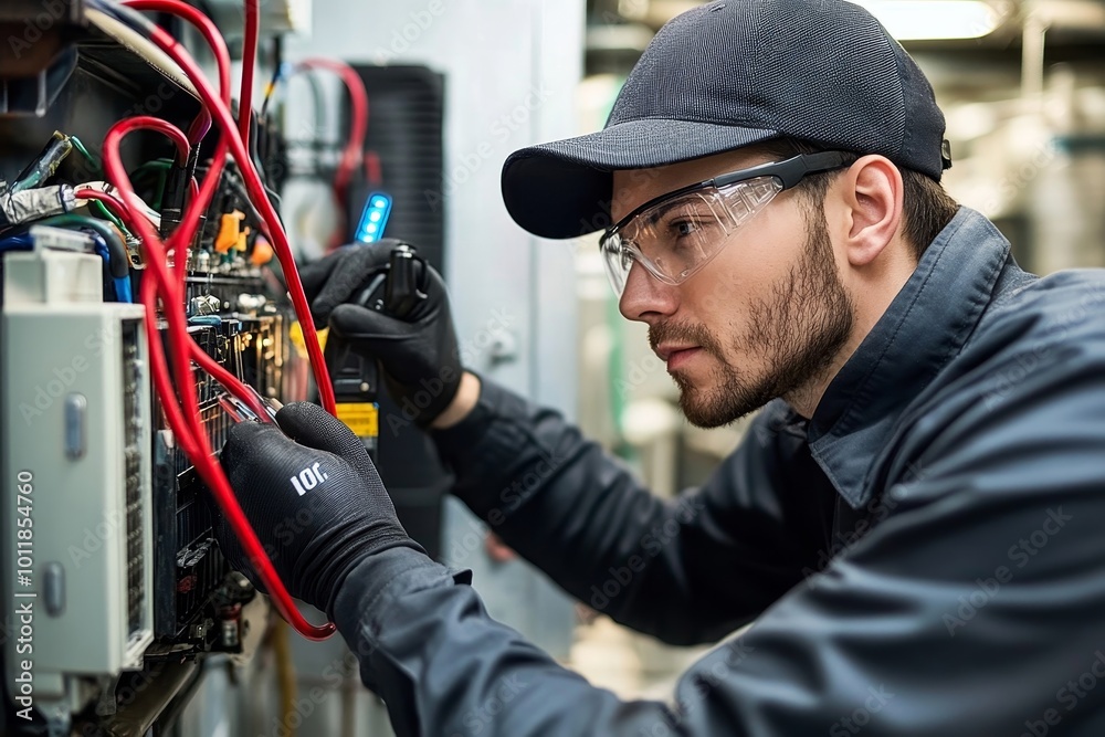 Technician Repairing Air Conditioner, Generative AI Technician Repairing Air Conditioner, Generative AI