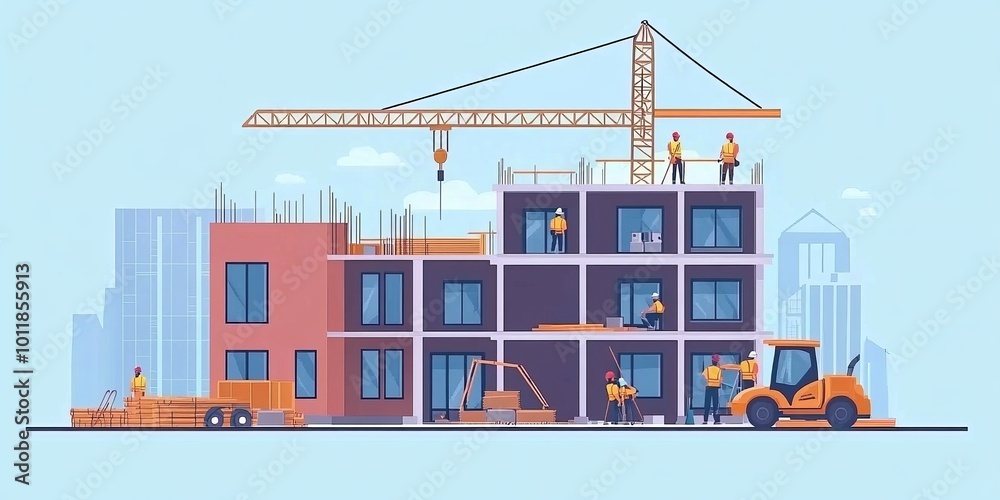 Fototapeta Home Renovation Project: Depict a construction team working on a home renovation, showcasing the process of making significant improvements to a property.