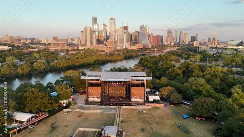 Aerial view of Austin City Limits 2024 Music Festival grounds at Zilker Park in Austin, Texas photo