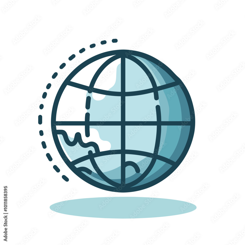 Stylized globe icon illustrating global connectivity and geography Stylized globe icon illustrating global connectivity and geography