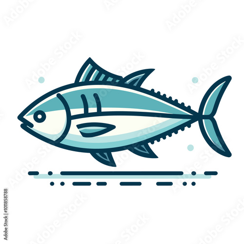 Colorful cartoon tuna illustration with oceanic vibe