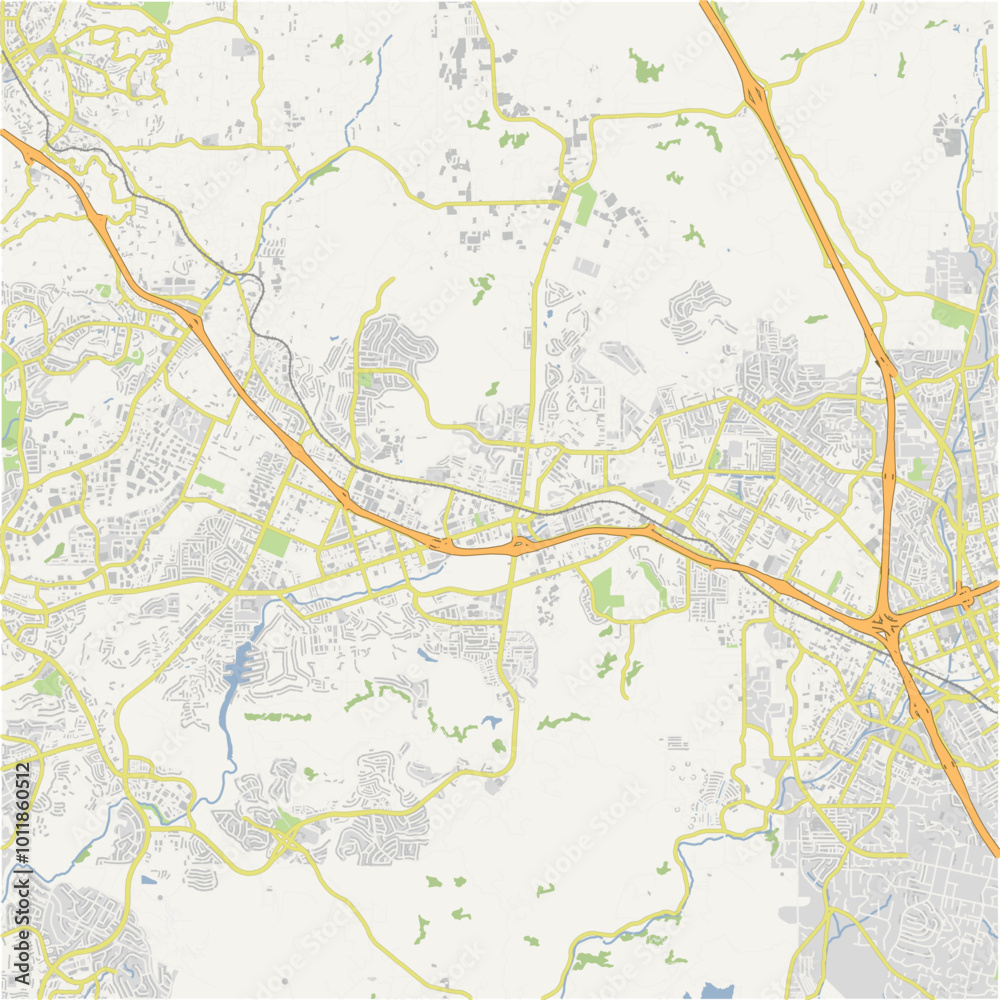 Fototapeta premium Map of San Marcos in California in a normal road map style. Contains layered vector with roads water, parks, etc.