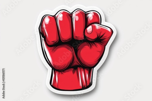 Illustration of a red fist symbolizing strength and resistance photo